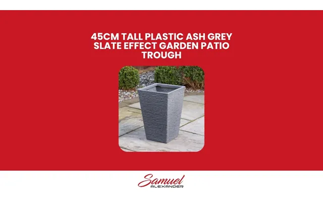 45cm Tall Plastic Ash Grey Slate Effect Garden Patio Trough
