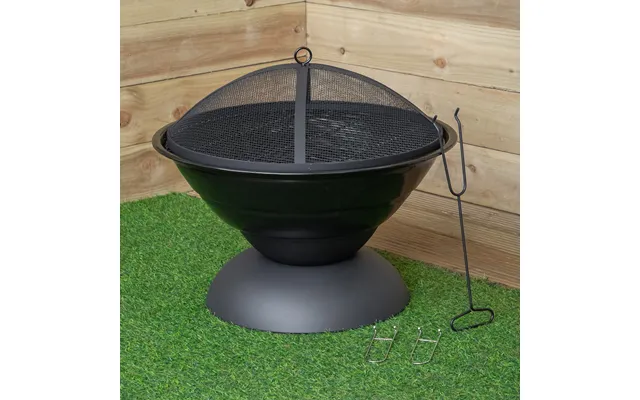 52cm Black Steel Outdoor Lustre Enamelled Firepit With Fire Poker product image
