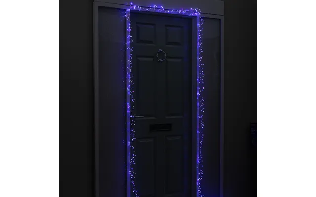 5.5m 800 Led Ultrabrights Christmas Door Cluster Lights With Timer In Blue - Purple & White On Silver Wire