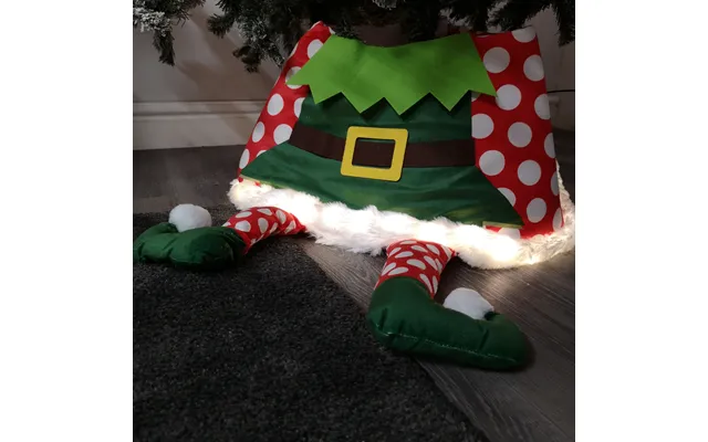 60cm Elf Usb Led Fabric Christmas Tree Skirt With Timer Function In Warm White