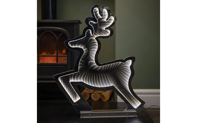 60cm Infinity Light Up Leaping Reindeer Christmas Decoration With Ice White Leds On Metal Base product image