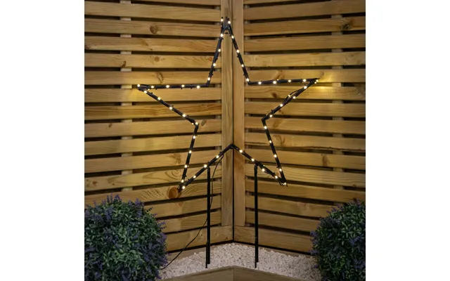 60cm Light Up Dewdrop Metal Christmas Star With Garden Stake & Warm White Leds