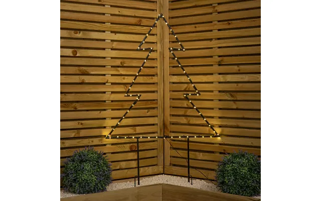 73cm X 80cm Light Up Dewdrop Metal Christmas Tree With Garden Stake & Warm White Leds
