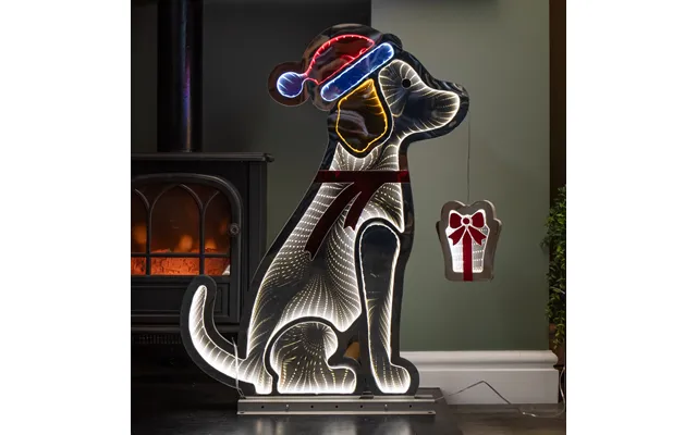 78cm Led Infinity Standing Dog Christmas Decoration With Metal Base In Warm White
