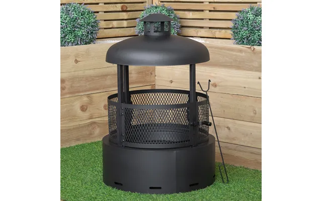 80cm Black Steel Firedancer Chiminea Fire Pit With Fire Poker