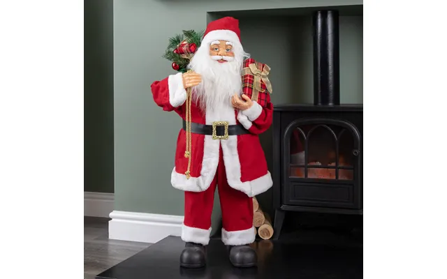 80cm Traditional Standing Santa Claus Christmas Decoration With Gift Sack