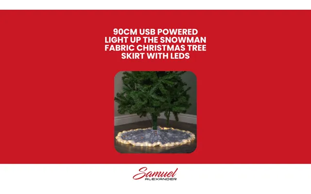 90cm The Snowman Usb Led Fabric Christmas Tree Skirt With Timer Function