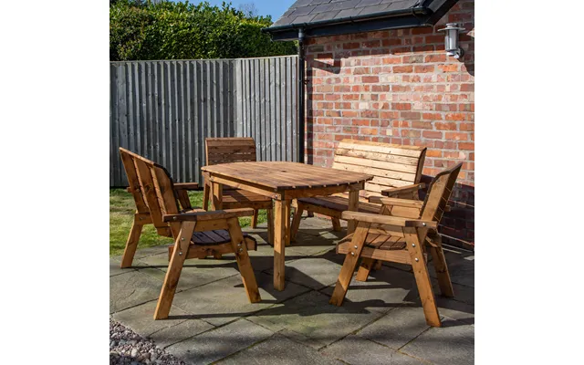 Hand Made 6 Seater Rustic Wooden Garden Furniture Table And Bench Chairs Set