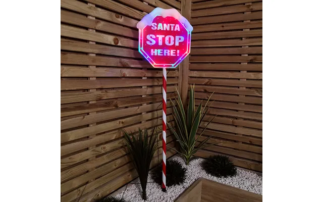 Premier Christmas Light Up Santa Stop Here Garden Patio Sign 110m