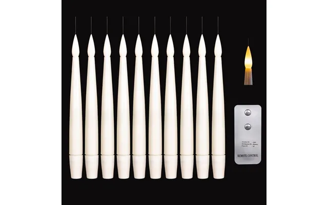 Set Of 10 15cm Floating White Led Battery Candles In Warm White With Remote Control