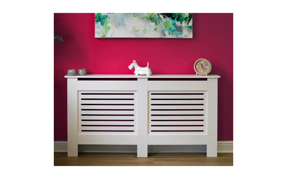 152cm X 82cm White Radiator Cover With Horizontal Slatted Vents
