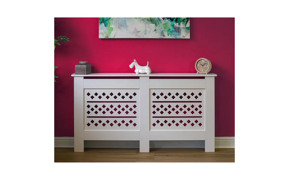 152cm X 82cm White Radiator Cover With Rhombic Vents