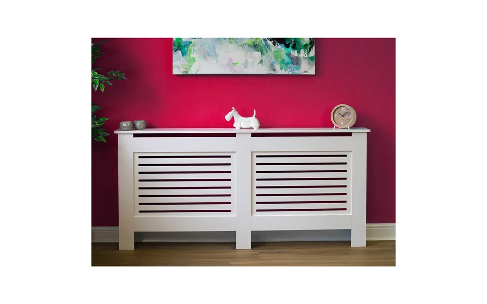 172cm X 82cm White Radiator Cover With Horizontal Slatted Vents