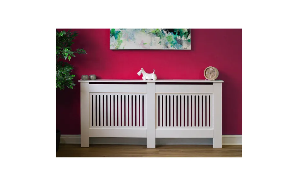 172cm X 82cm White Radiator Cover With Vertical Slatted Vents