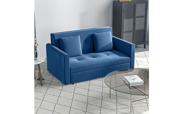 2 Seater Sofa Bed With Cushions Blue