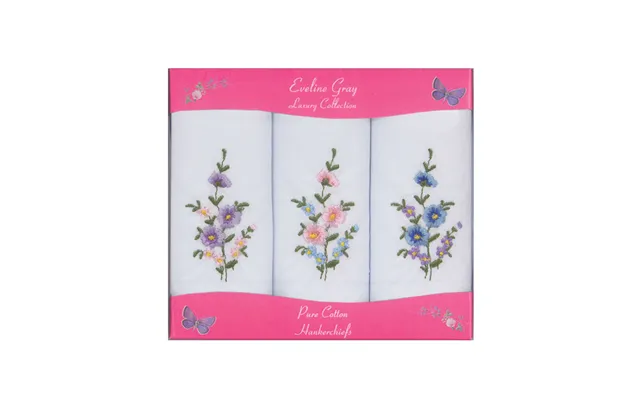 3 Pack Handkerchiefs Ladies White Floral