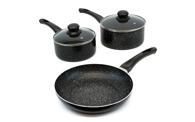 3 Piece Induction Pan Set - Black Marble