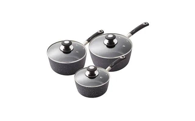 3 Piece Saucepan Set Black