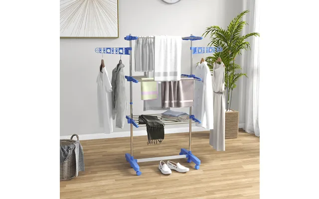 3 Tier Clothes Drying Rack With Arms Blue