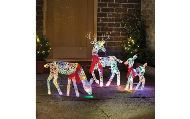 3-piece Light-up Reindeer Family With Multi-coloured Lights
