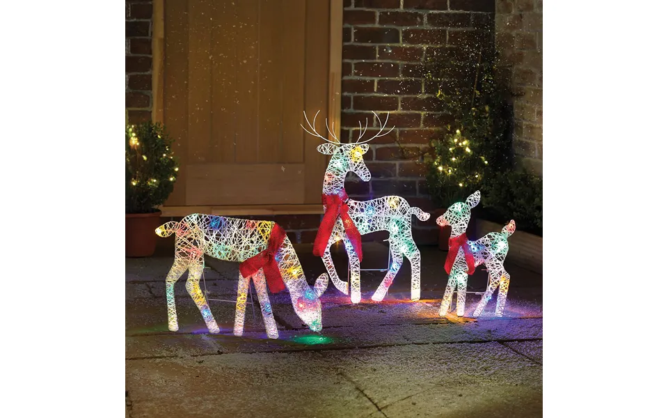 3-piece Light-up Reindeer Family With Multi-coloured Lights