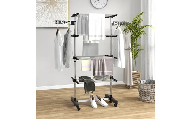 4 Tier Clothes Drying Rack With Arms Black
