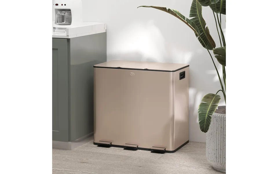 45l Triple Kitchen Bin Gold Tone