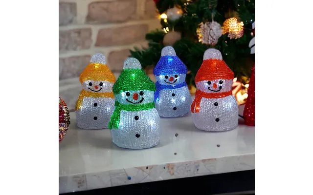 Acrylic Outdoor And Indoor Snowmen With Battery Operated Timer And 8x4 Leds Set Of 4 product image