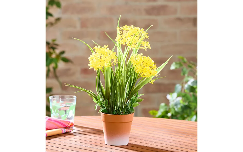 Artificial Potted Yellow Allium 35cm
