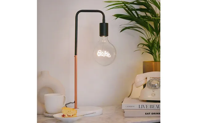 Bake Led Text Light Bulb & Marble Stone Desk Lamp