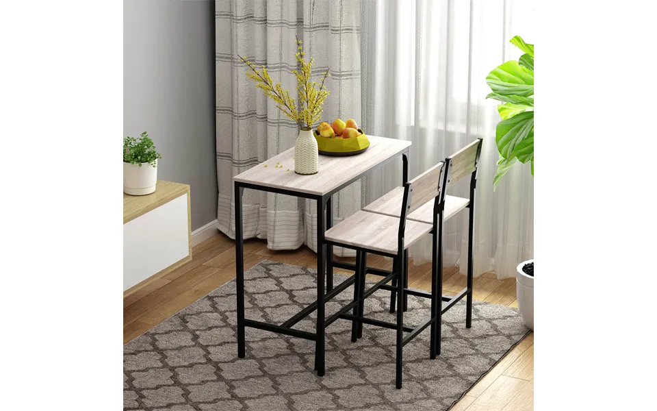 Bar Table And 2 Stools Natural Black