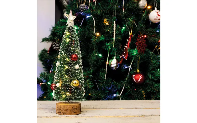Battery Powered Light Up Mini Christmas Tree Ornament Red Gold Baubles