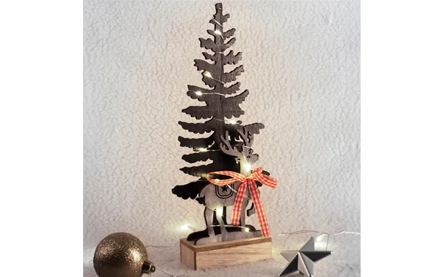 Battery Powered Wooden Christmas Tree Reindeer Light