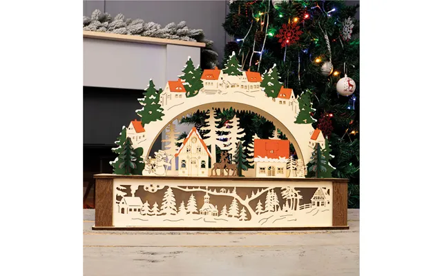 Battery Powered Wooden Festive Lighting Arch Ornament product image