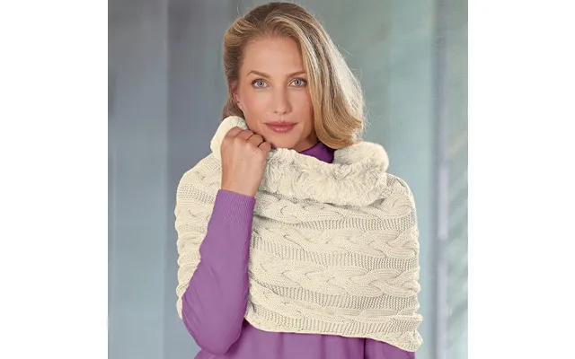 Beige Loop Scarf With Fake Fur Hood product image