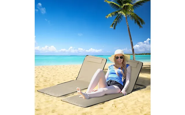 Beige Set Of 2 Foldable Outdoor Chair Mats