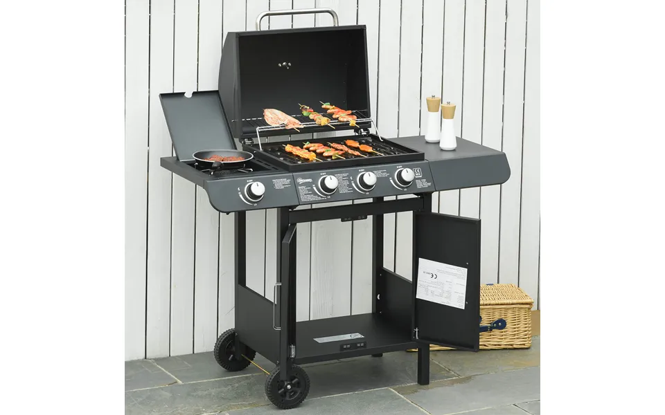 Black 3 1 Burner Gas Bbq Grill With Warming Rack