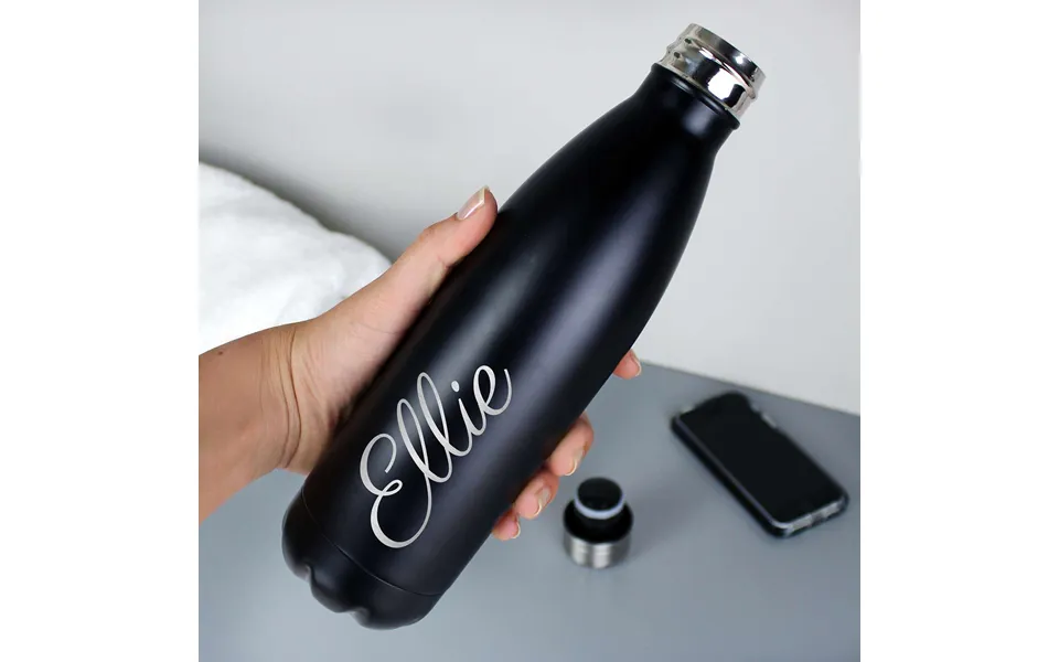 Black Metal Insulated Drinks Bottle Perso