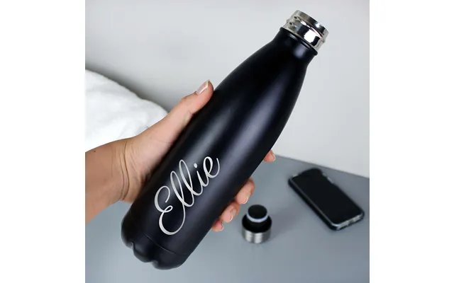 Black Metal Insulated Drinks Bottle Perso