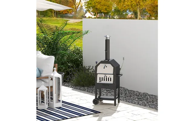 Black Outdoor Pizza Oven & Charcoal Bbq