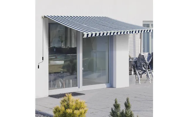 Blue And White 3.5 X 2.5m Garden Retractable Sun Shade Awning