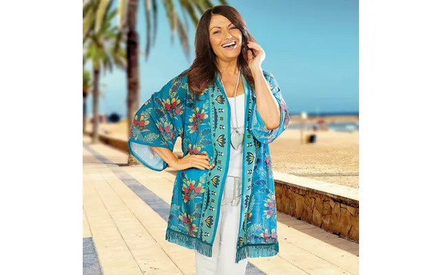 Border Print Kimono Coverup S M