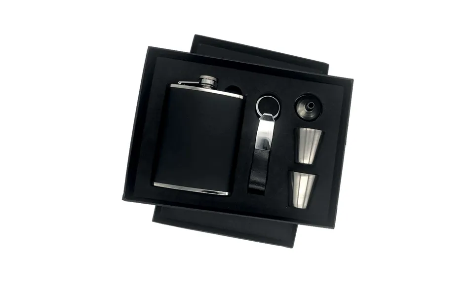 Boxed Leather Hip Flask Set