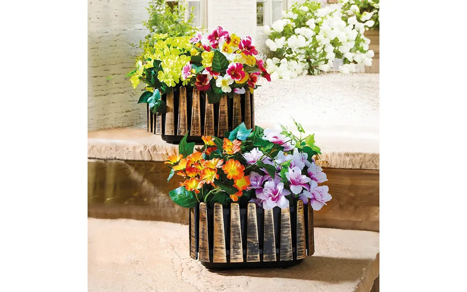Bronze-effect Slatted Planter