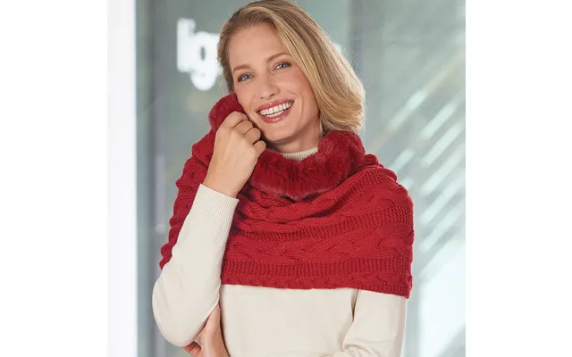 Burgundy Loop Scarf With Fake Fur Hood product image