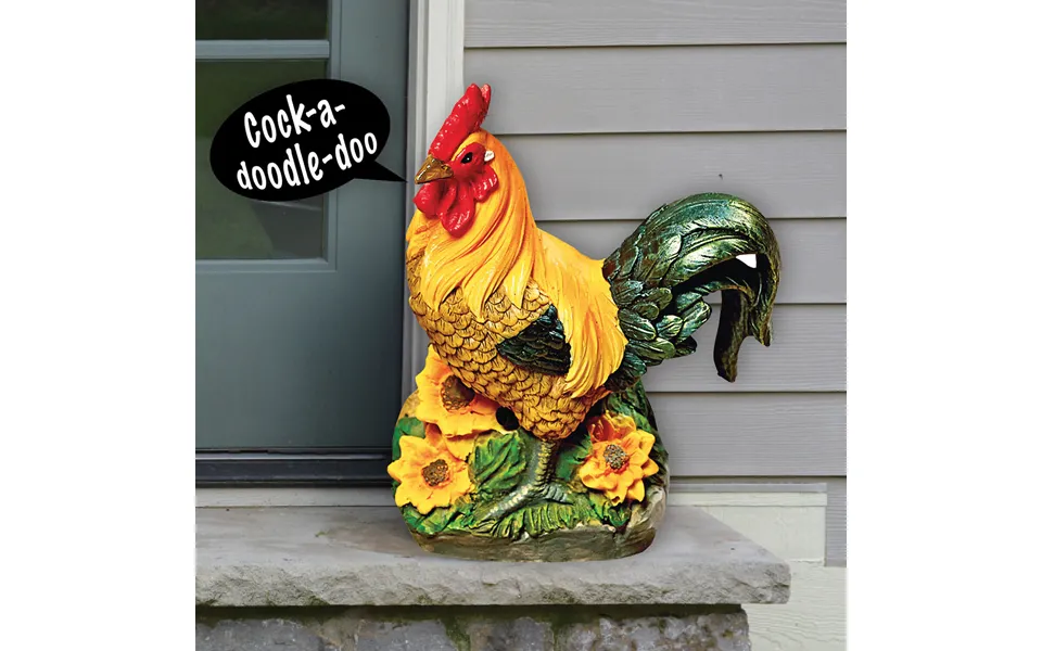 Cast Stone Crowing Rooster H20cm Xw14 Xd8.5cm