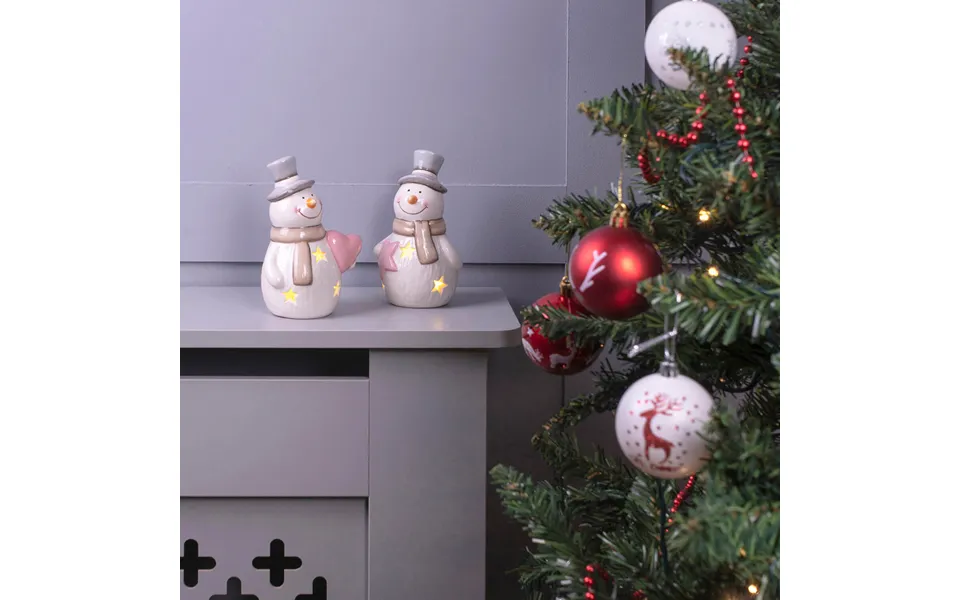 Ceramic Light Up Pair Of Snowmen
