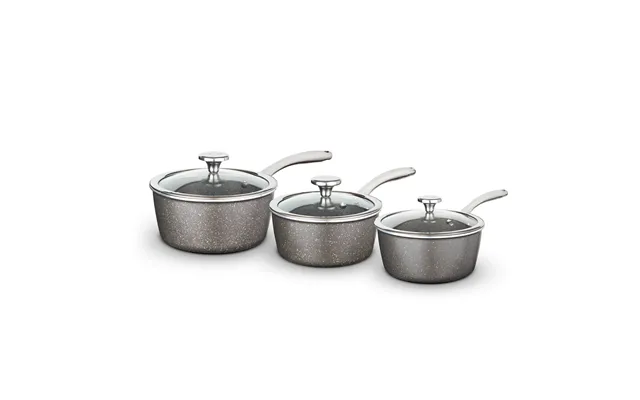 Cerastone Pro 3 Piece Saucepan Set Grey