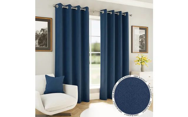 Chester Eyelet Blackout Curtains 46wx54d Navy