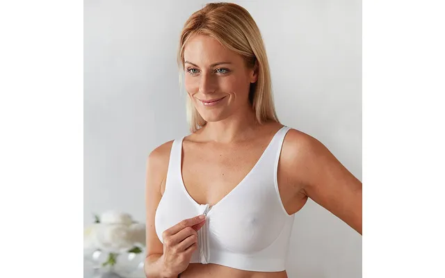 Comfy Bra With Zipper In Front 1 Almond - 1 White